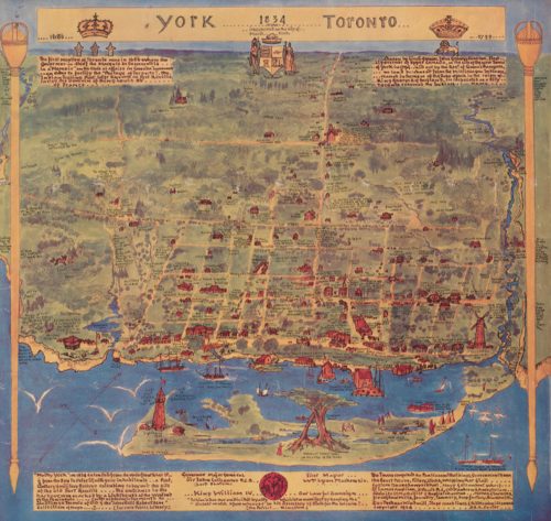 Hand-drawn rendering of Toronto in 1834