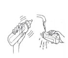 shake bottle and cool it under cold tap water