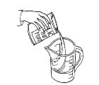 pour liquid formula into measuring cup