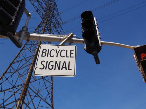 Bicycle signal sign up close