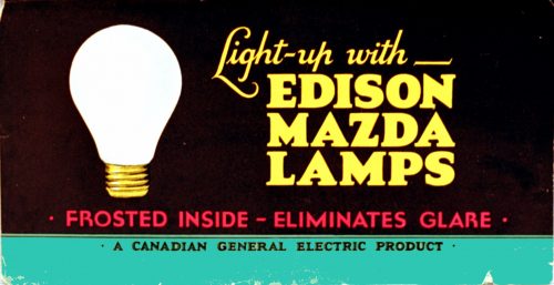 Advertisement showing a frosted lightbulb.