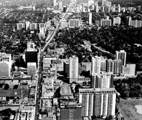 Highrises built on top of subway route