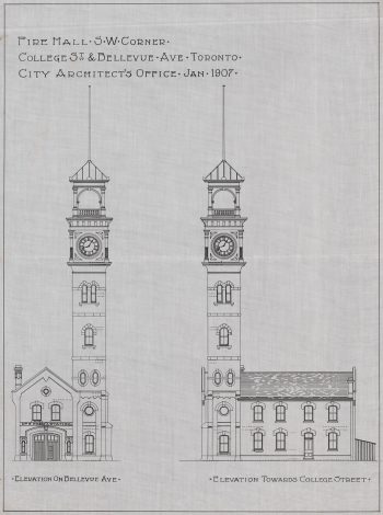 Blueprint of Fire Hall No. 8, College St. and Bellevue Ave., 1907