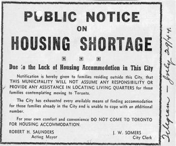 Notice warning people that government won't help them find housing