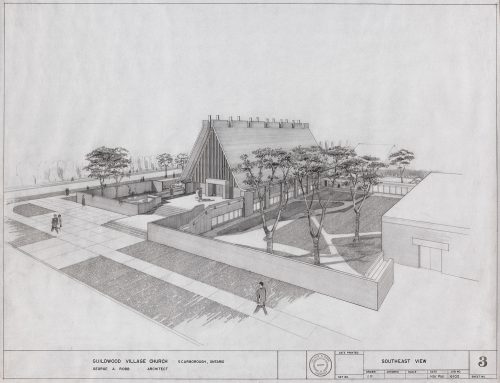 Sketch of Guildwood Village Church, Scarborough, 1961, Architect George A. Robb