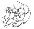 adult holding baby and feeding in upright position