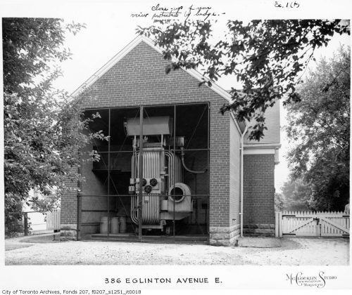 Open back of house showing hydro equipment.