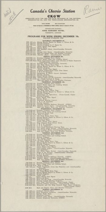 CKGW programme list