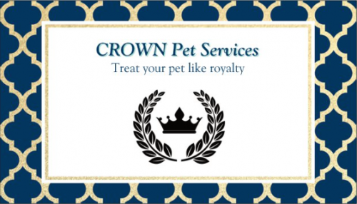 logo for crown pet services that says 'treat your pet like a royalty'