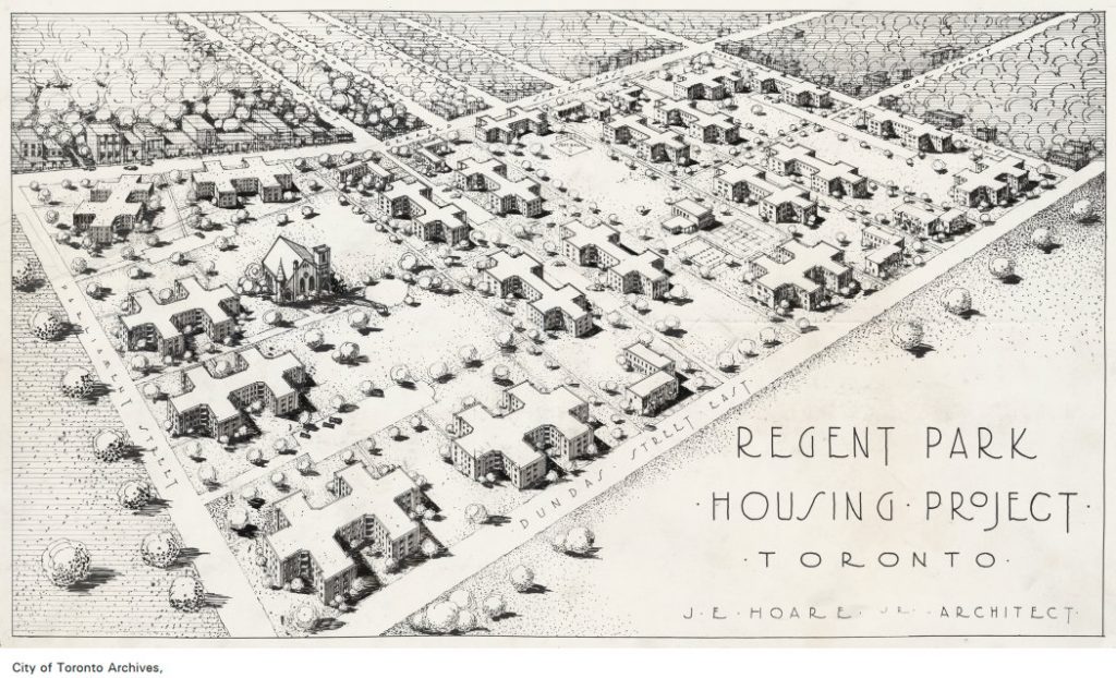 Proposed Regent Park Housing Projrct, architect's perpective, 1948