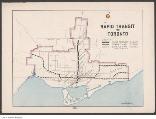 Plan of proposed rapid transit for Toronto, 1945