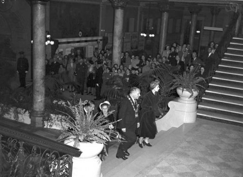 Princess Elizabeth and Mayor Hiram McCallum inside City Hall