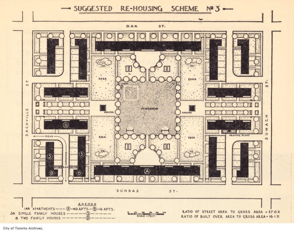 Plan of suggested re-housing scheme, Gerrard and River streets, 1934