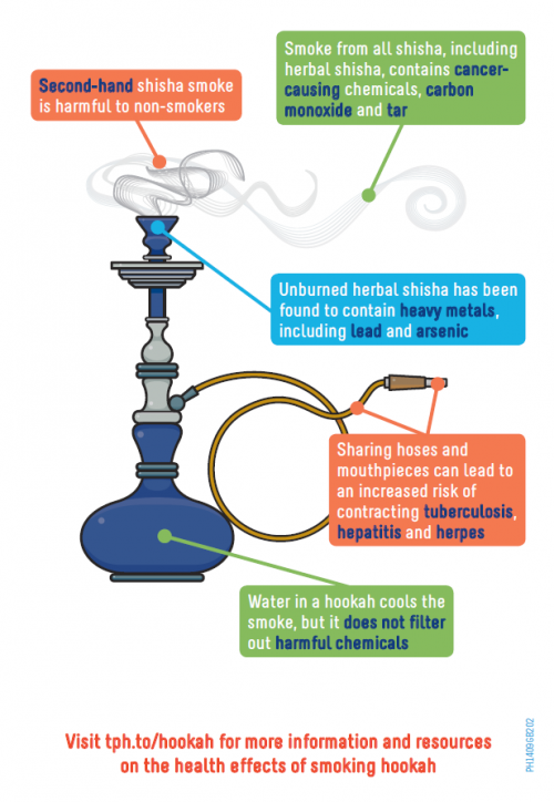 Hookah with call-out boxes describing individual parts