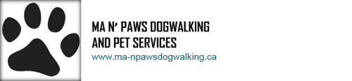 logo for Ma N' Paws Dogwalking and Pet Services with url