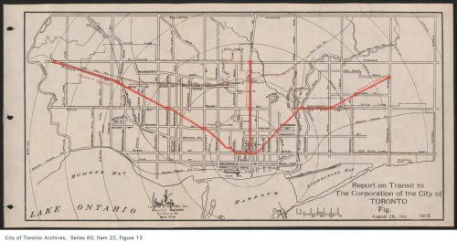 Plan of proposed subway system for Toronto