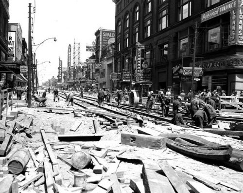 Rebuilding streetcar track