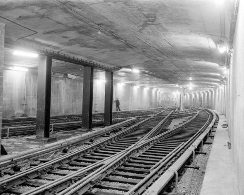 Looking north from Bloor subway station, under ground