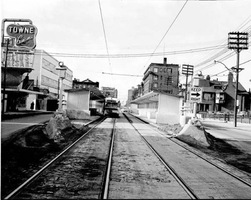 Platform for streetcar transfer, Bloor and Yonge streets