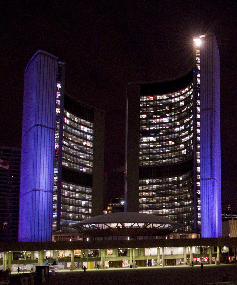 Lighting of City Hall Towers City of Toronto