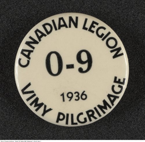 Canadian Legion Vimy pilgrimage ID button