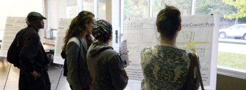 Participants viewing display boards at the September 28, 2017 public meeting.