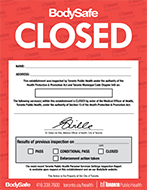 Red BodySafe Service(s) Closed Sign