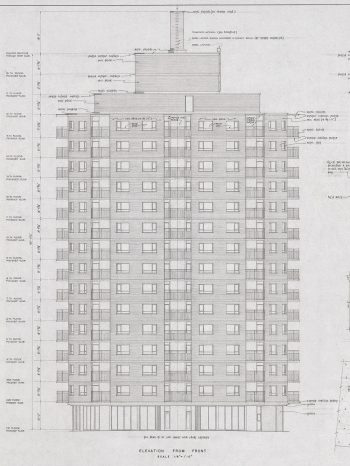 Sketch of Woodland Acres, Scarborough, bachelor building, 1962