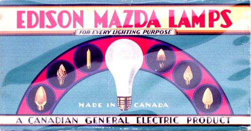 Advertisement showing different types of lightbulbs.