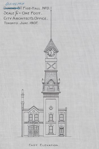 Blueprint of Ossington Avenue, Fire Hall No. 9, 1907