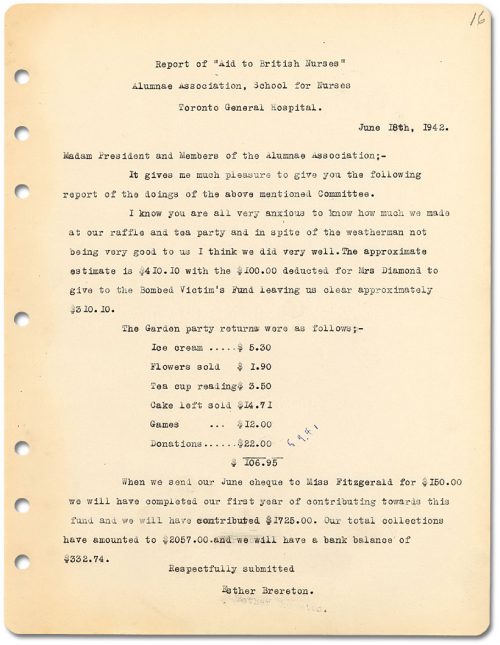 Report of Aid to British Nurses, 1942