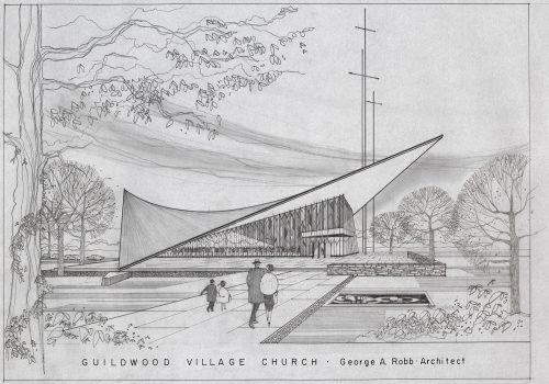 Sketch of Guildwood Village Church, Scarborough, 1961, Architect George A. Robb
