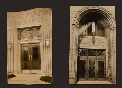 Photographs of decorative metal doors.