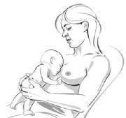 woman holding baby on upper chest and between breasts