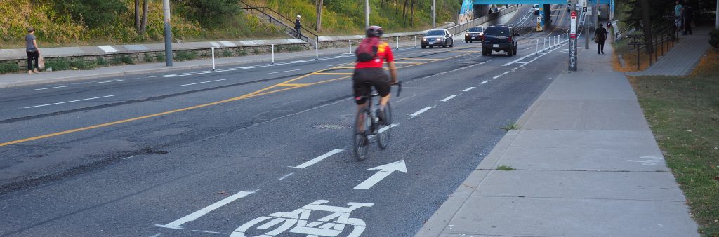 Image of a cyclists on the woodbine bike lanes