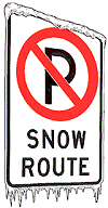 No Parking Snow Route Sign - Red cancelled out P