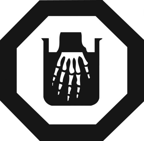 universal corrosive symbol of skeletal hand