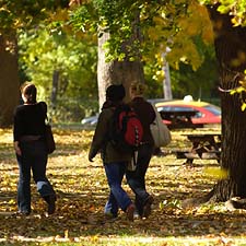 Image of 3 women walking through the Lower Humber River