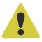 A yellow triangle with a black exclamation mark in the centre. 