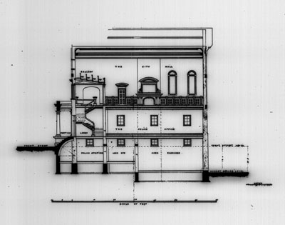 Drawing of a 2 story building showing the individual floor interiors