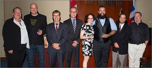 Partners category award winners for the Specialized Program for Interdivisional Enhanced Response to Vulnerability program. Left to right: Tracey Cook, Scott McKean, Peter Wallace, Peter Hardisty, Lavinia Corriero Yong-Ping, Dan Breault, Dr. Howard Shapiro and Chris Brillinger.