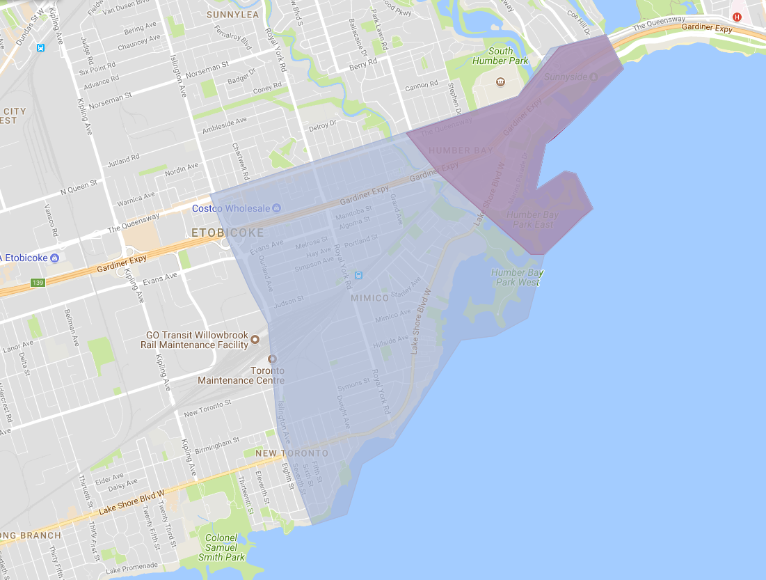 Map of the study area in Etobicoke