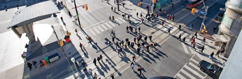 Image of a pedestrian scramble at Yonge and Dundas