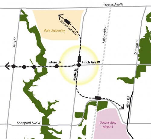 A new subway and light rail transit (LRT) line are coming to Keele Street and Finch Avenue West. This key map shows the general context.