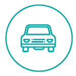 Turquoise Icon of a Car