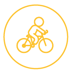 Yellow Icon of a cyclist