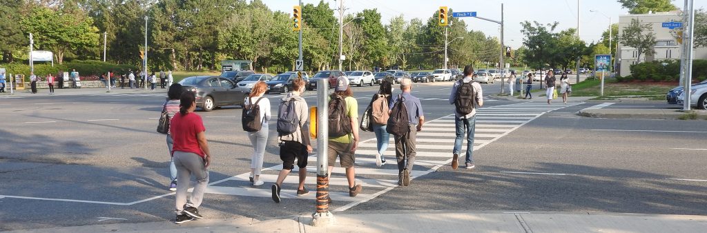 Image of people crossing at a Don Mills Intersection