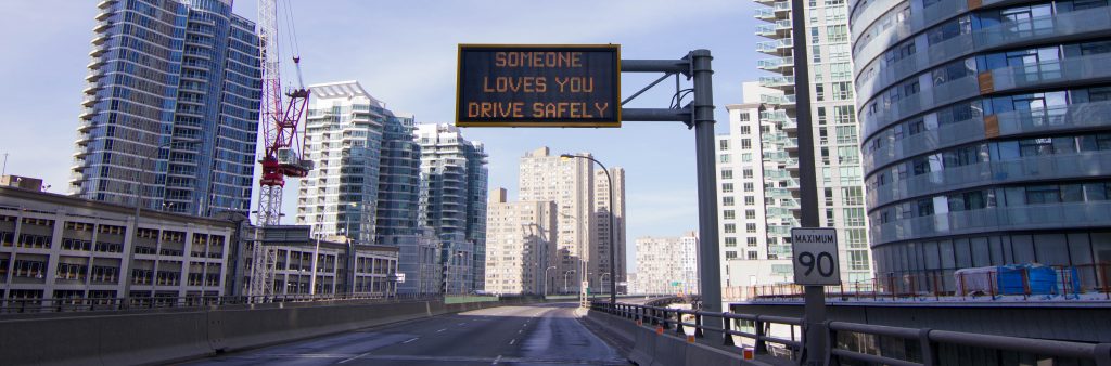 Image of a Variable Message Sign that says, someone loves you, drive slowly