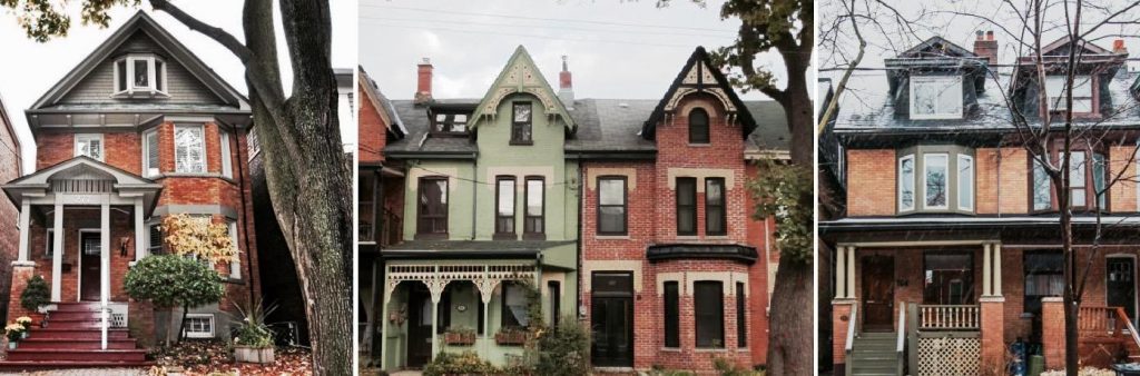 several different styles of Toronto houses