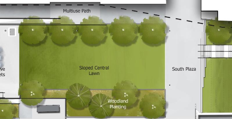 A map drawing of the central green area of the park.